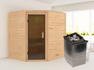 Karibu Sauna Mia (Fronteinstieg), BxTxH: 1960 x 1700 x 1980 cm, 38 mm, inklusive Ofenschutzgitter und Tür