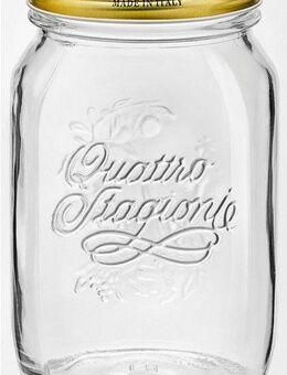 Bormioli Rocco Einmachglas Quattro Stagioni, Glas, (Set, 3-tlg., 3 Stück, 1,0l Fassungsvermögen), luftdicht verschließbar, goldener Schraubverschluss