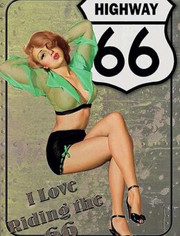 Hochwertiges Blechschild Route 66 Highway Pin Up Girl 20x30 cm - München