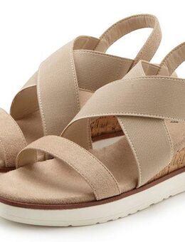 LASCANA Sommerschuh Sandalette Sandale, Sommerschuh mit Keilabsatz und elastischen Riemen VEGAN