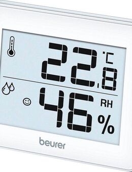 BEURER HM 16 Thermo-Hygrometer, Kontrolle von Temperatur und Luftfeuchtigkeit Innenwetterstation (Mit Smiley-Indikation, ideal für zuhause oder im Büro)