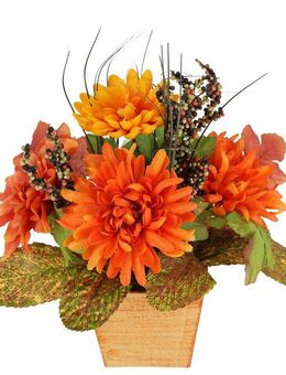 Kunstblume Dahlien-Gesteck im Topf, I.GE.A., Höhe 26 cm, Mit Beeren Blume Dekoblume Gesteck Herbstblume Herbstdeko Mittelstück