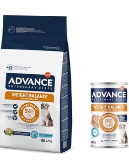 10 kg / 12 kg Advance Veterinary Diets + 400 g passendes Nassfutter zum Sonderpreis! - 12 kg Weight Balance Medium/Maxi + 400 g Weight Balance Medium/Max