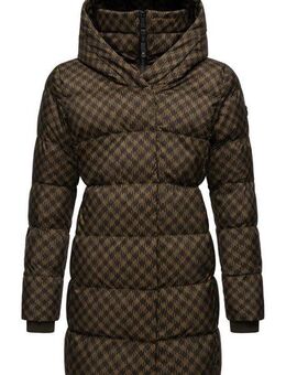 Ragwear Steppmantel Niara Print wasserdichter Mantel mit angesagtem Hahnentritt Muster