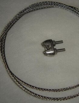 018 Sicherungsseil mit Klemme 1m L, 3mm D, usw. ,GUT - Lüdenscheid