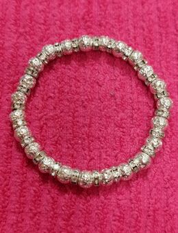 Armband mit echten Lavastreinperlen silberfarben mit Strasssteinringe - Kerken