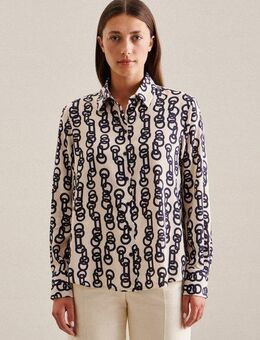 seidensticker Hemdbluse Schwarze Rose Langarm Kragen Kettenprint