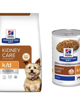 10 kg / 12 kg Hill's Prescription Diet + passendes Nassfutter gratis! - 12 kg k/d Kidney Care + 3 x 350 g Nassfutter