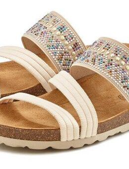 LASCANA Mule, Sandale, offener Schuh, Sommerschuh, Pantolette mit Komfortkorkfußbett aus Leder und elastischen Riemen