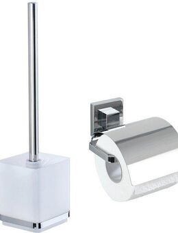 WENKO Badaccessoire-Set Vacuum-Loc Quadro, Set, 2 tlg., WC-Garnitur,Toilettenpapierhalter