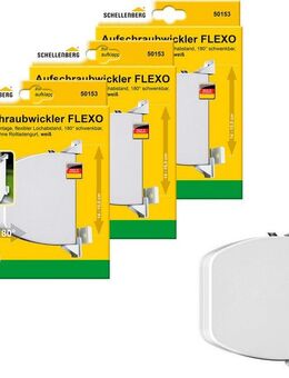 SCHELLENBERG Aufputz-Gurtwickler Aufschraubwickler Flexo Mini, Set, 3-tlg., aufklappbar und höhenverstellbar, 180° schwenkbar