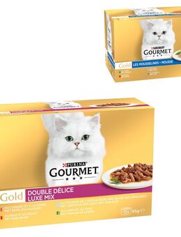 96 x 85 g Jumbopack Gourmet Gold + 24 x 85 g Feine Pastete Mix gratis! - Duo Delice Luxus-Mix