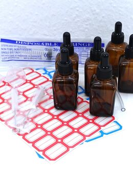 6x Pipettenflasche + Trichter + Etiketten, Braunglas, 30ml ✮NEU✮ - Dresden