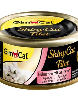 Sparpaket GimCat ShinyCat Filet Dose 24 x 70 g - Hühnchen & Garnelen