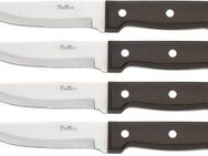 PINTINOX Steakmesser P.Wood (4 Stück), aus rostfreiem Stahl, Griff aus Pakkaholz, Klinge 12,3 cm