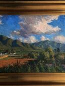 Ölgemälde v. LUDVIG SCHWENSEN (1865), Sonniger Herbsttag bei Chefoo (Yantai) in China 1910!! in 10779