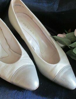 Edel * ausgefallen * Original VINTAGE * Echt- Leder * Heels * Pumps * Schuhe "Peter Kaiser" Gr. 4½ * 37½ * 37, 5 - 38 * cremé- beige * nude * gold * - Riedlingen Zentrum