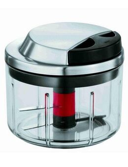 RÖSLE Zerkleinerer Gemüseschneider, scharfe Klingen, Kräuterkörbchen, Mixer-Einsatz, Frischhaltedeckel