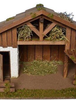 Alfred Kolbe Krippe Krippenstall mit vielen Details, für 12 cm Figuren (1-tlg), Echtholz