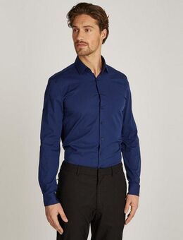 Calvin Klein Businesshemd POPLIN STRETCH SLIM SHIRT mit Kentkragen, Logoprint auf Brusthöhe