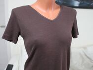 Rippshirt Top Shirt XS 34/36 braun kurzarm Basic gerippt T-Shirt Kurzarmshirt - Mühlberg (Elbe) Zentrum