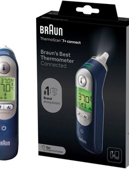 Braun Fieberthermometer ThermoScan® 7+ connect Ohrthermometer IRT6575NWE, Für alle Altersgruppen geeignet, einschließlich Neugeborene, Bluetooth