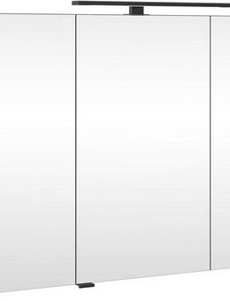 welltime Spiegelschrank SALVADA, 3D-Spiegelschrank 100 cm, gedämpfte Scharniere, LED-Lampe Schwarz, Front und Korpus aus hochwertigen MDF, Anti-Finger-Print