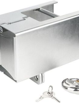 STEMA Kastensicherung Diebstahlsicherung Safety-Box XL (Packung, 2-tlg., Kastensicherung, Schloss), Für Anhänger im an- und abgekuppelten Zustand