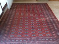 Großer Flokati-Teppich in rot mit Ornamenten aus den 70er Jahren 310 cm x 230 cm - Zeuthen