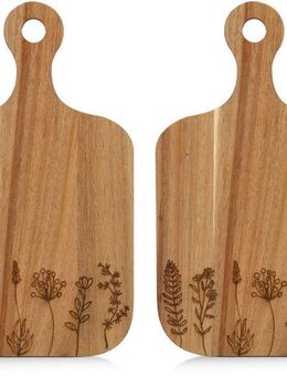 Zeller Present Servierbrett Schneide-/Servierbrett 2-tlg. mit Griff "Wildflowers", Akazienholz, (Set, 2-St), Servierbrett, natürliches Material