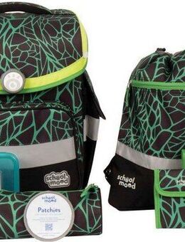 SCHOOL-MOOD® Schulranzen Timeless, Linus (Panther) (Set, 7-tlg), aus recyceltem Material