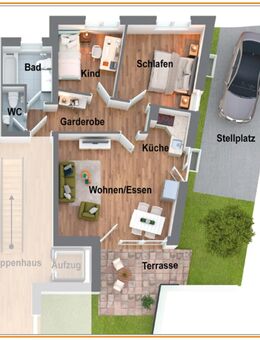 3,5 Zimmer-Wohnung: 73 m², mit Terrasse, Garten, Tageslichtbad, 2 WC & Keller, Stellplatz vor der Wohnung, Erstbezug 2025, in 73117 Wangen bei Göppingen kaufen (148) - Wangen