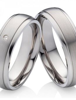 Ausgefallene Titanringe MOR15 breite 6mm mit Stein - Aholming