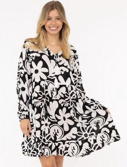 Zwillingsherz Sommerkleid "Flower Paradise" mit Blumenmuster, langen Ärmeln und Tasseln