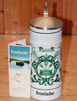 Krombacher Jahreskrug 2000 Bierkrug m Deckel 1L und Zertifikat Keramik Steingut - Borken