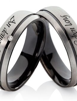 Moderne Titanringe mit gravur T049 mit Stein - Aholming