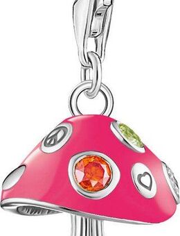 THOMAS SABO Charm-Einhänger Charm Bunter Pilz, 2211-471-7, 2211-845-7, mit Glas-Keramik Stein, Zirkonia (synth), Rubin (synth)