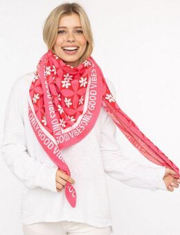 Zwillingsherz Dreieckstuch "Luxury Vibes", Feinstrick, Blumenmotiv, Statement, wärmend