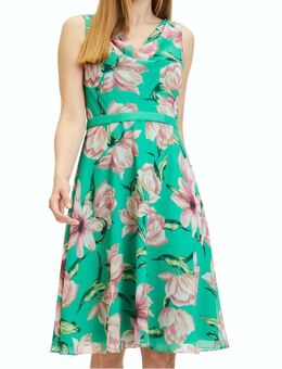 NEU * Blumen * Blüten* Flower Power * Seiden- Chiffon * Anlass * Cocktail * A-Linie * Midi * Träger- Kleid "VERA MONT" Gr. 44- 46/ L * smaragd- grün * rose * weiß * - Riedlingen