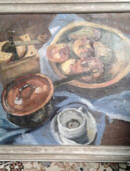 H. Martin Maler XIX -XX   "Stilleben mit Obst Kücheninteriör " rechts signiert H. Martin Impressionistisches Stilleben - Sternenfels