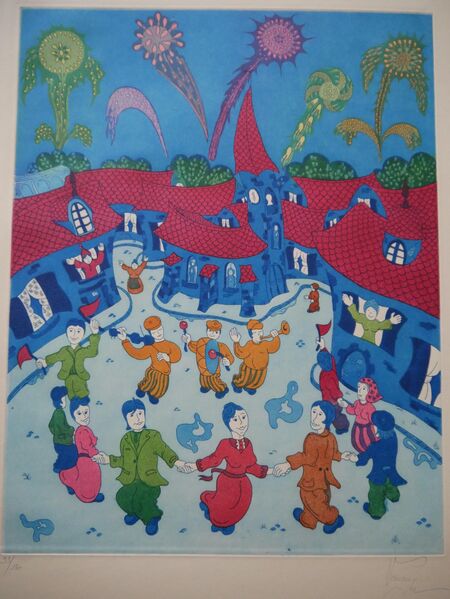 Grafik , Volksfest , Abzug 33/150 , signiert - Görlitz
