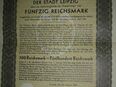 063 Auslosungsschein Leipzig 1930 50,00 Reichs Mark, selten, Rar in 58509