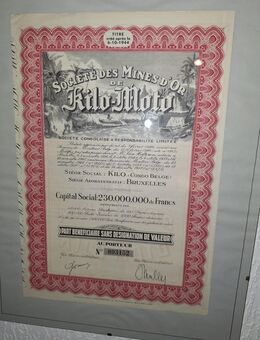 Historische Aktie „Societe des Mines d’Or de Kilo-Moto“ - Elsdorf (Nordrhein-Westfalen)