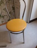 Küchenstühle 3 Stück, Metall mit gelben Sitzpolster in 80803