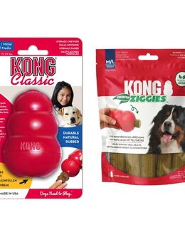 KONG Classic - KONG M (8,5 cm) + Kong Ziggies Enhanced (227 g)