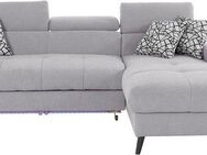 COTTA Ecksofa Mia L-Form mit 3 Zierkissen, wahlweise mit Bettfunktion, Bettkasten, Beleuchtung & Wireless-Charger