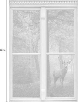queence Wandsticker Hirsch, Wandsticker, Wandbild, selbstklebend, 3D, Fenster