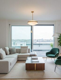 Neubau-Penthouse mit Wasserblick: 2 Zimmer mit sonniger Dachterrasse - offenes Raumkonzept - Parkett - Berlin