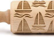 folkroll Teigroller 3D-Motiv-Teigrolle Buchenholz, Boot
