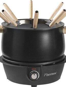 bestron Elektro-Fondue AFD850BW, 1,5 l, mit 8x Fonduegabeln & stufenlosen Thermostat, inkl. Spritzschutz